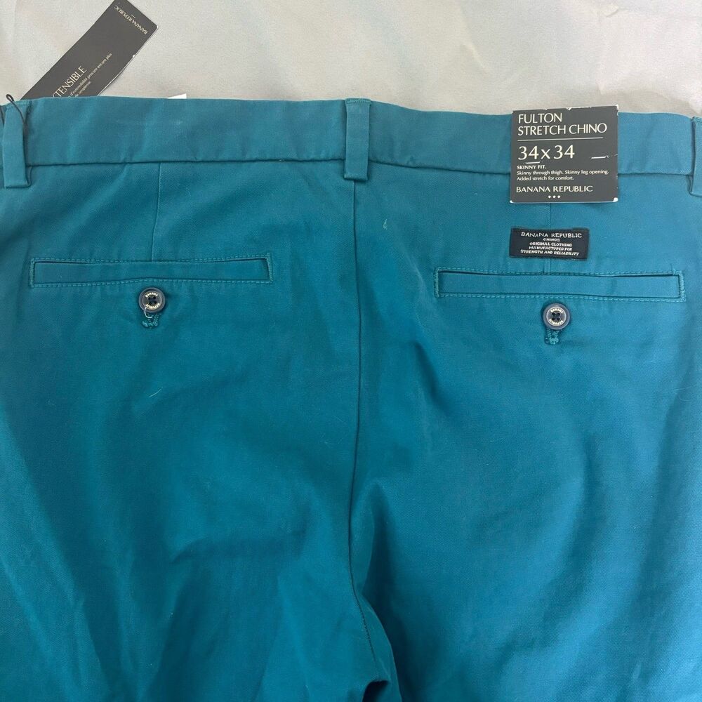 Banana Republic Men's Fulton Chino Skinny Fit Pants Teal 34 x 34 NWT $65 MSRP - Picture 8 of 9